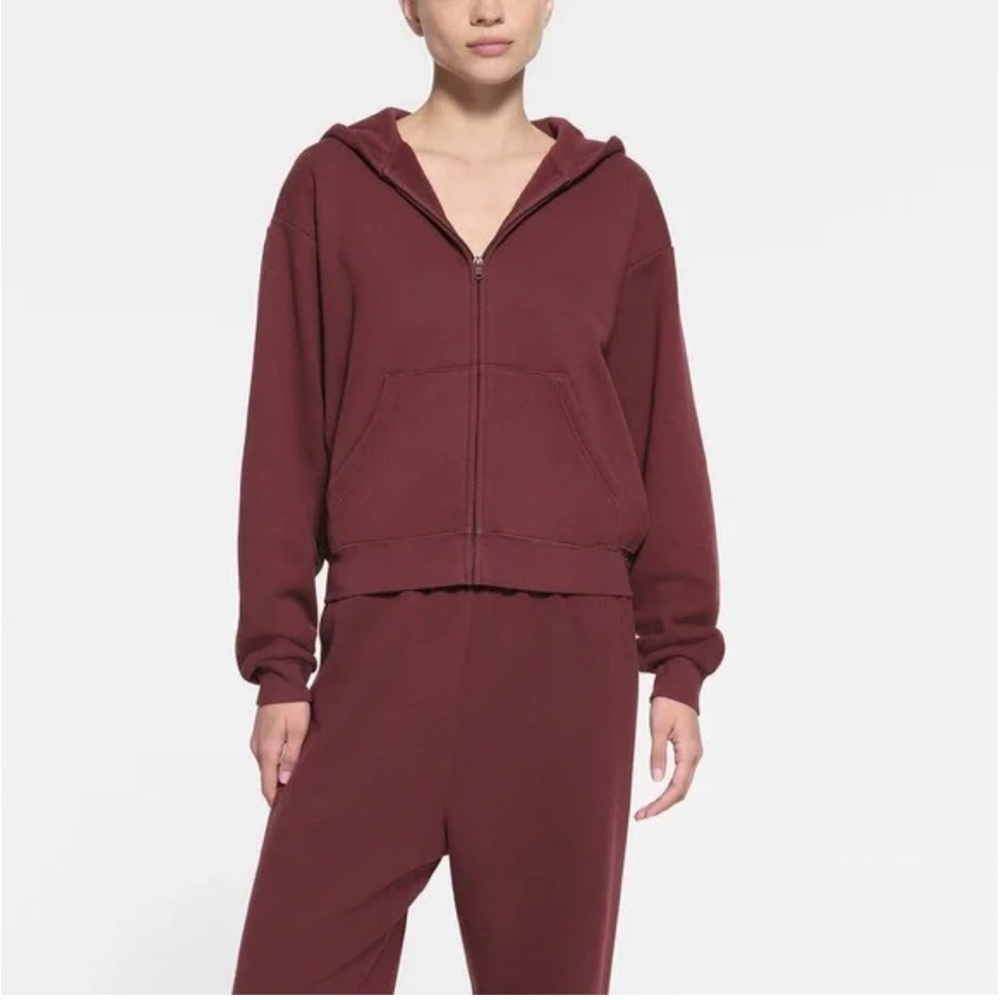 Skims Maroon Zip Jacket